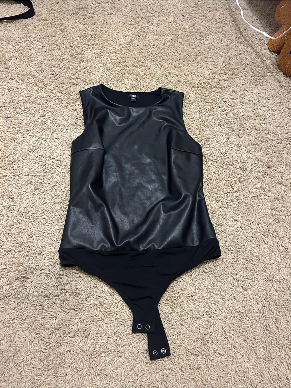 Express Black Faux Leather Bodysuit